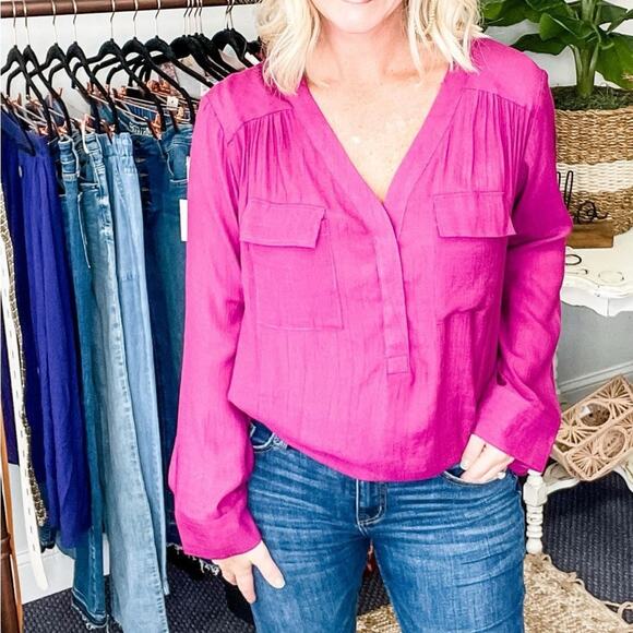 Matilda Jane Womens Tunic Long Sleeve Size Large Plum Purple V-neck Tie Waist - Picture 2 of 14